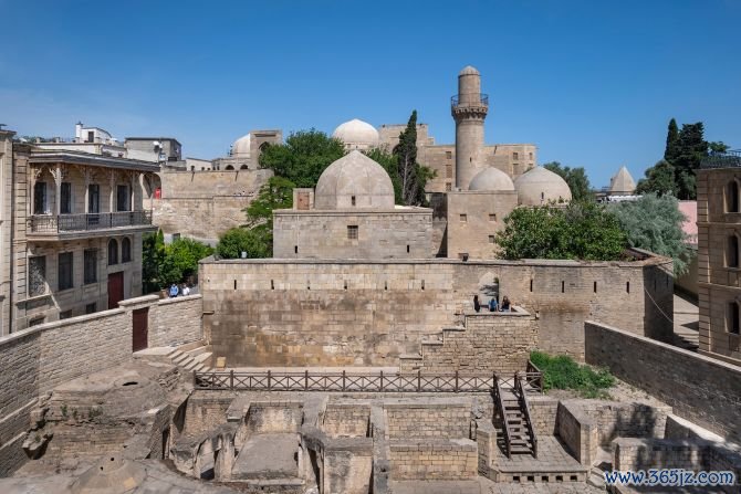 The city is also home to many historic buildings. Shirvanshahs' Palace, pictured, was built in the 15th century.